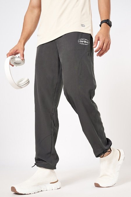 Ajile Medium Grey Solid Full Length Athleisure Men Regular Fit Track Pant