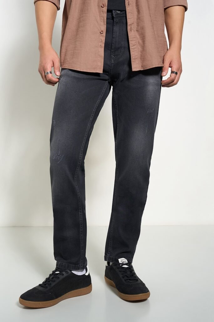 SF Jeans Medium Grey Solid Full Length Casual Men Slim Fit Jeans