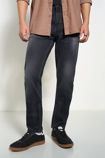 SF Jeans Medium Grey Solid Full Length Casual Men Slim Fit Jeans