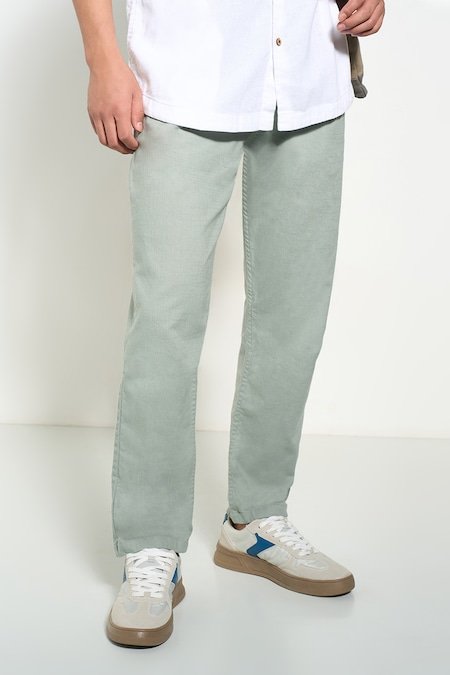 7 alt Grey Solid Full Length Casual Men Slim Fit Casual Trouser