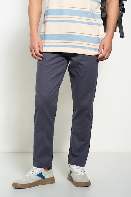 7 alt Charcoal Solid Full Length Casual Men Slim Fit Casual Trouser