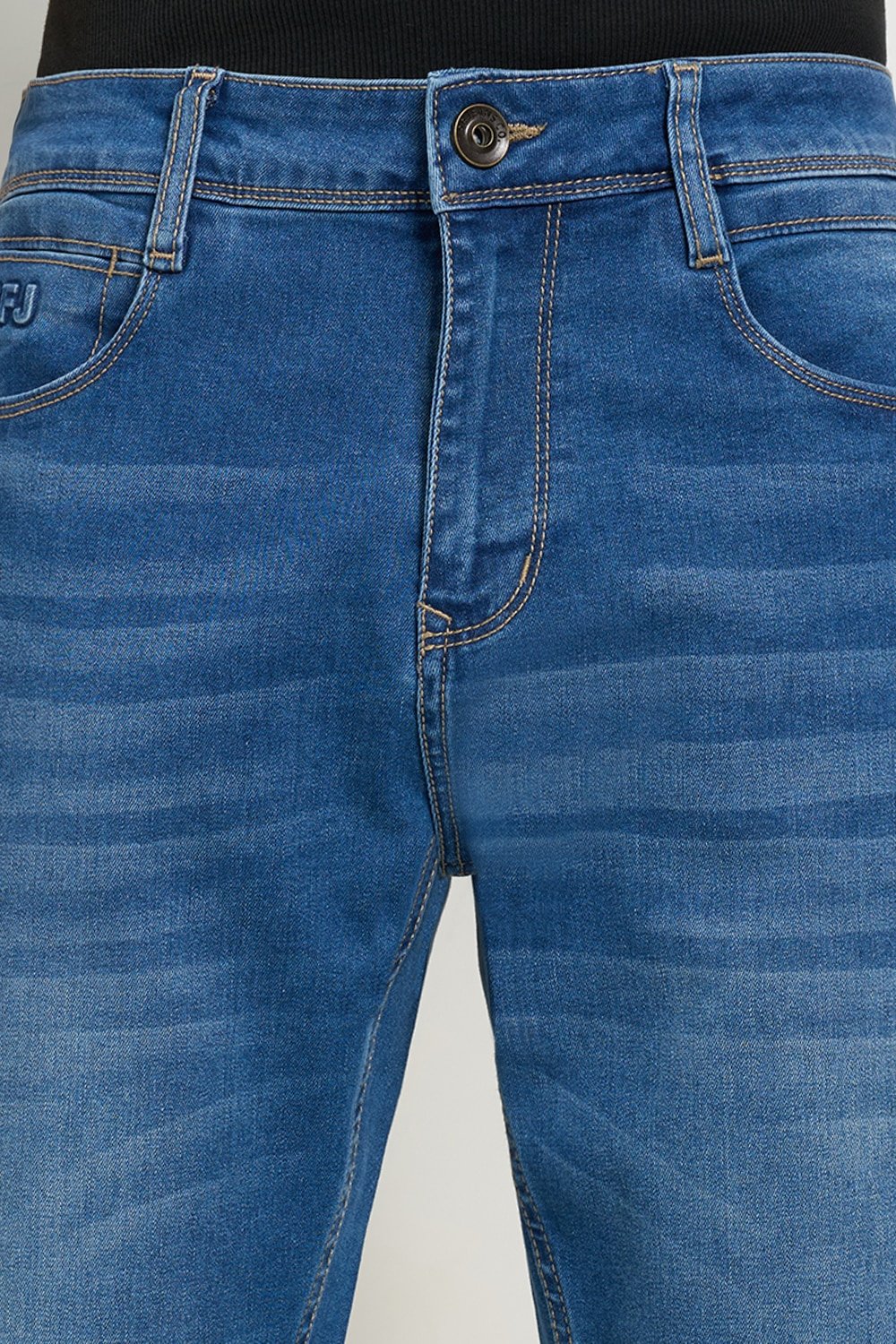 SF Jeans Medium Blue Solid Casual Men Slim Fit Jeans - Image 2