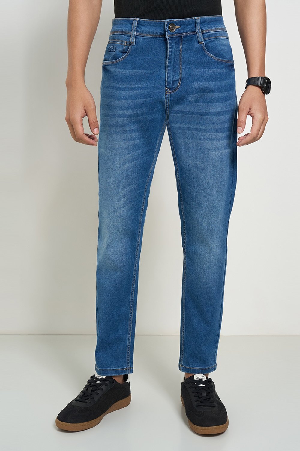 SF Jeans Medium Blue Solid Casual Men Slim Fit Jeans - Image 3