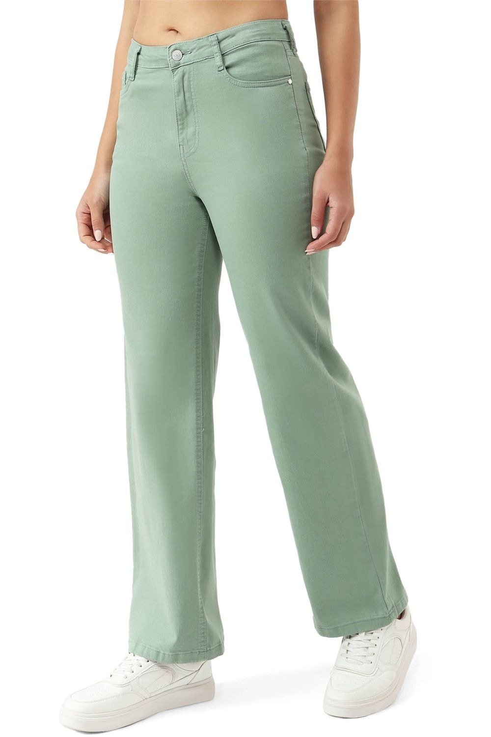 Kraus Green Solid Full Length Casual Women Straight Fit Jeans - Image 4