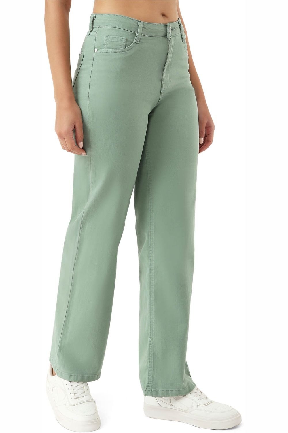 Kraus Green Solid Full Length Casual Women Straight Fit Jeans - Image 5