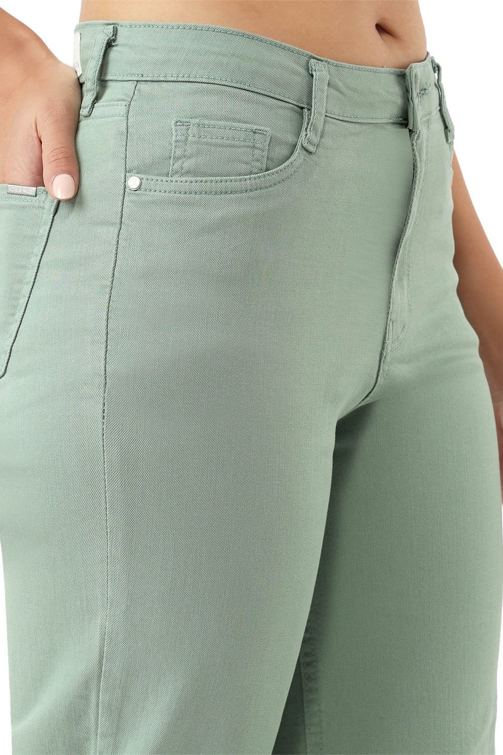 Kraus Green Solid Full Length Casual Women Straight Fit Jeans - Image 7