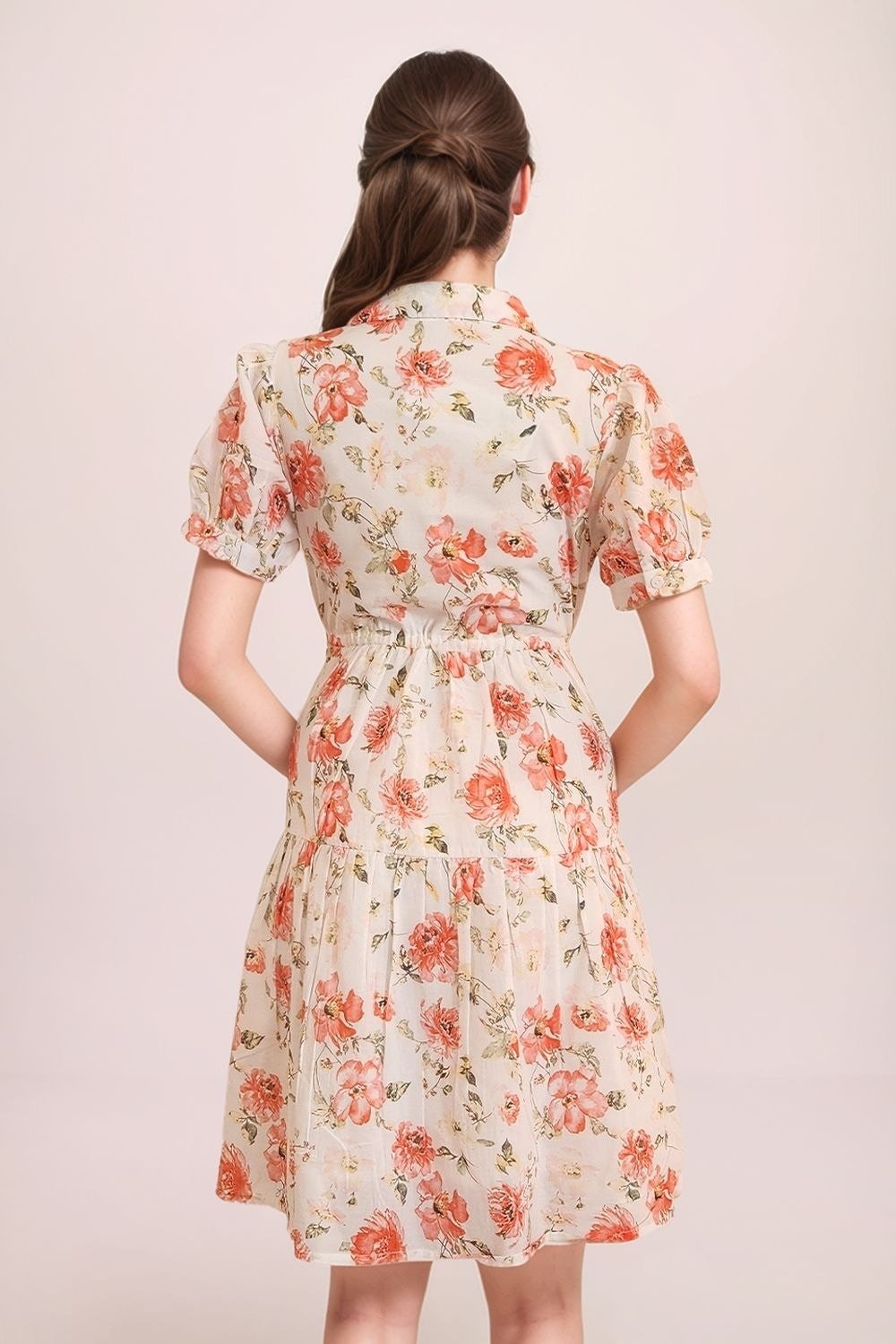 Zink London Off White Printed Knee Length Casual Women Regular Fit Dress - Image 4