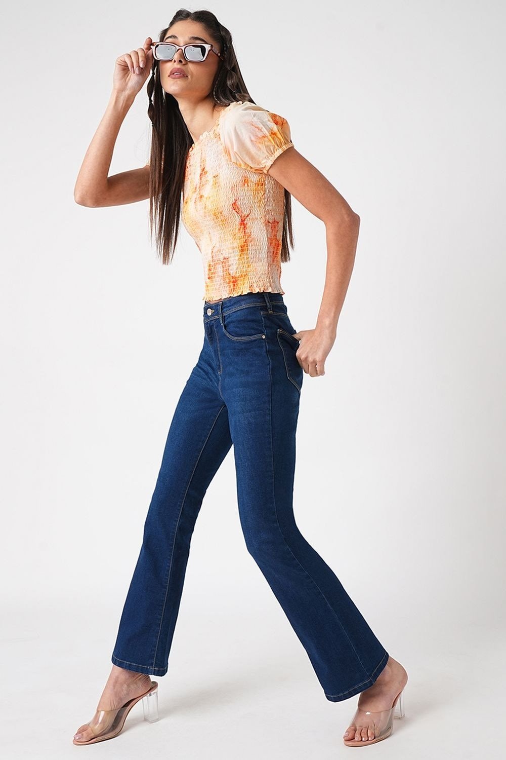 Kraus Medium Blue Solid Full Length Casual Women Relaxed Fit Jeans - Image 3