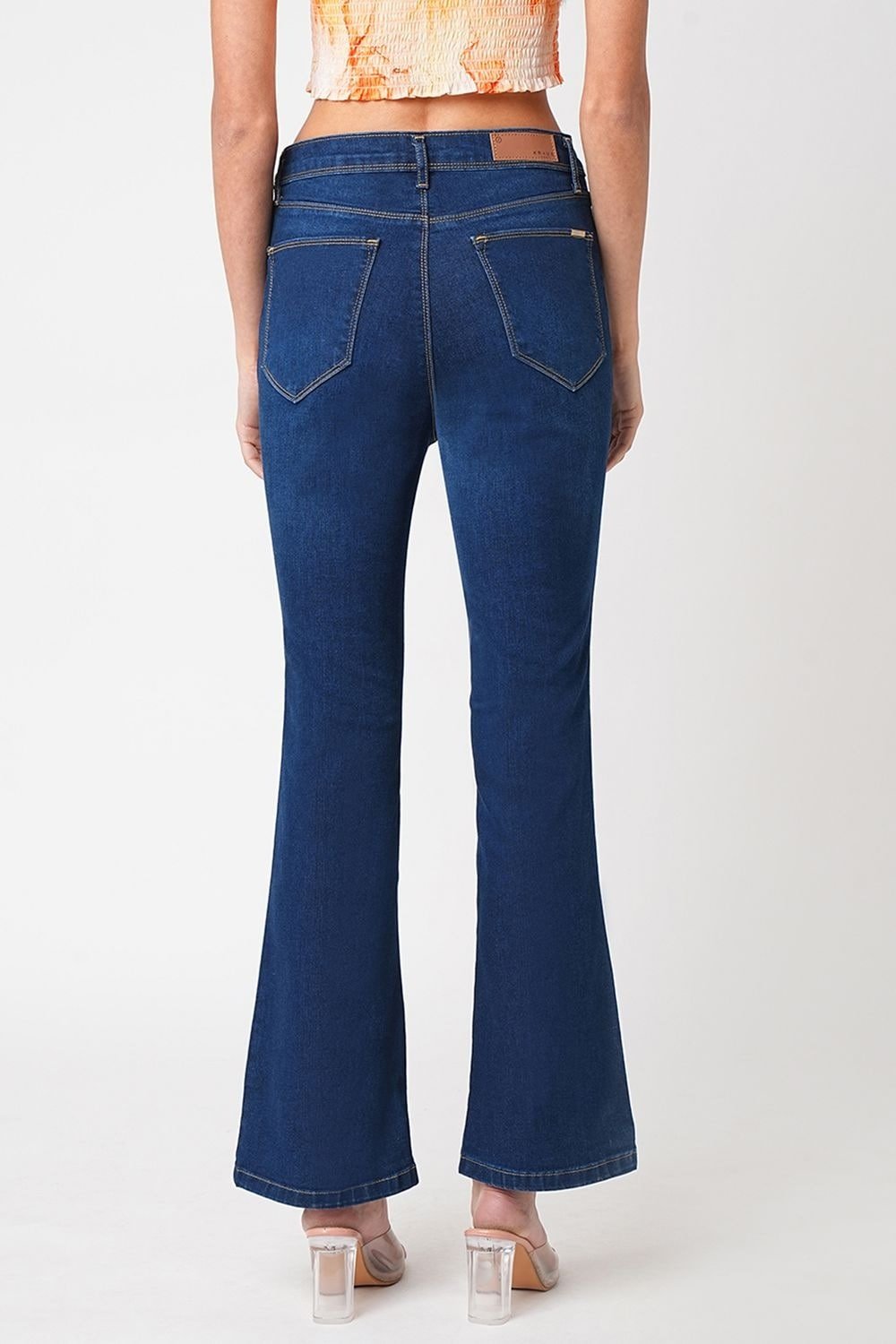 Kraus Medium Blue Solid Full Length Casual Women Relaxed Fit Jeans - Image 4