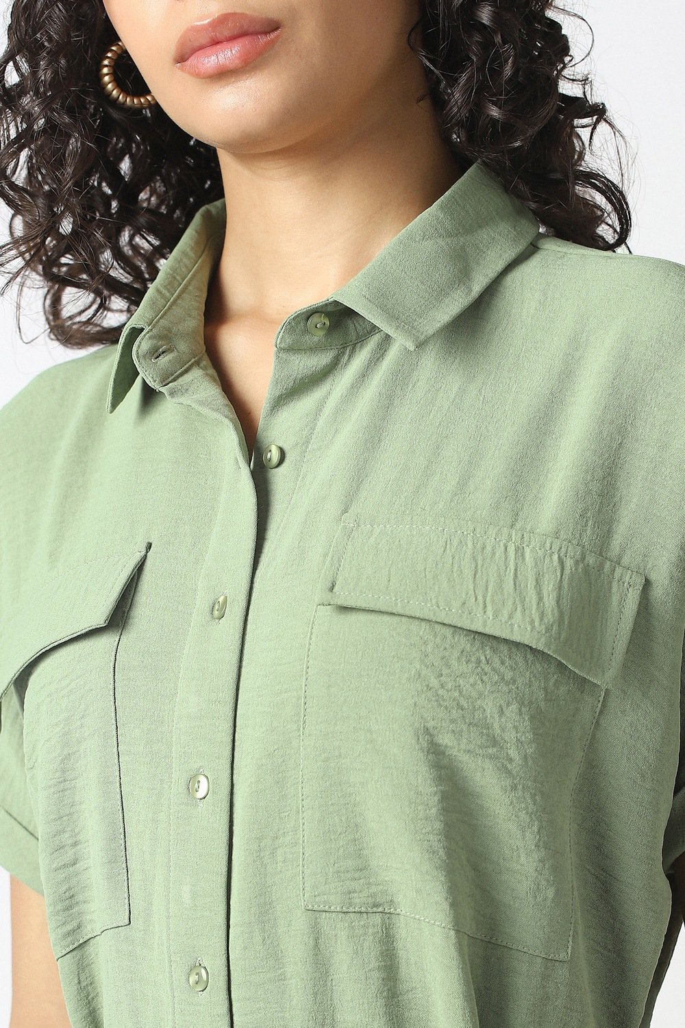 Van Heusen Green Women Solid Regular Fit Dress - Image 5