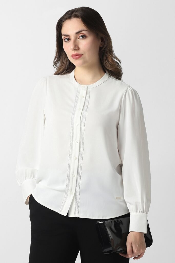 Van Heusen White Women Solid Regular Fit Shirt