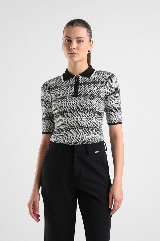 Van Heusen Black Women Striped Regular Fit Top