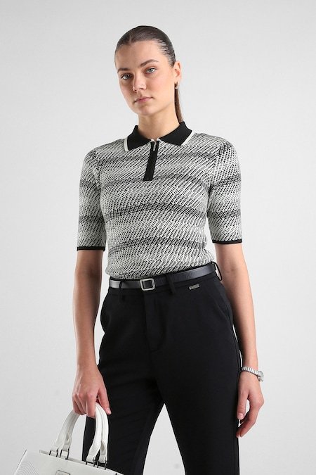 Van Heusen Black Women Striped Regular Fit Top - Image 3