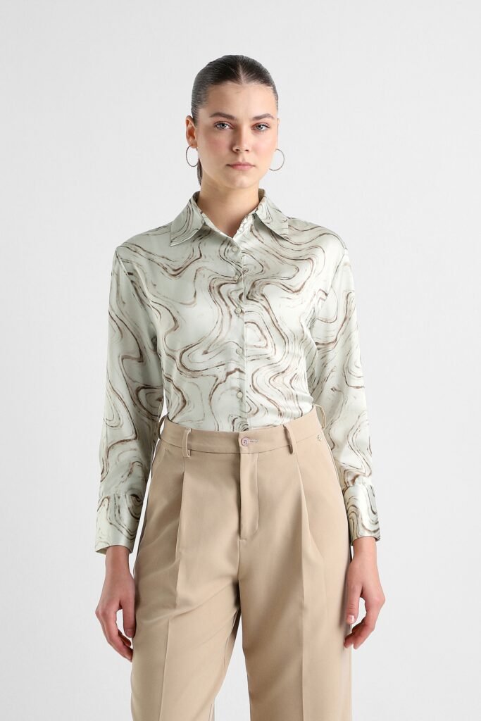 Van Heusen Beige Women Printed Regular Fit Shirt
