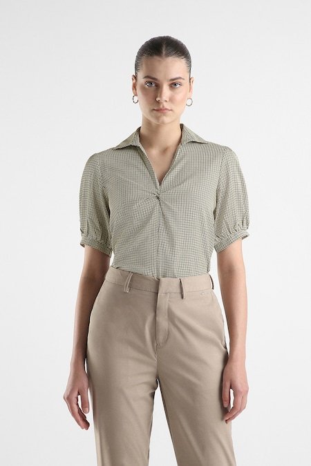 Van Heusen Green Women Printed Regular Fit Top