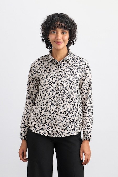 Allen Solly Black Women Printed Regular Fit Shirt
