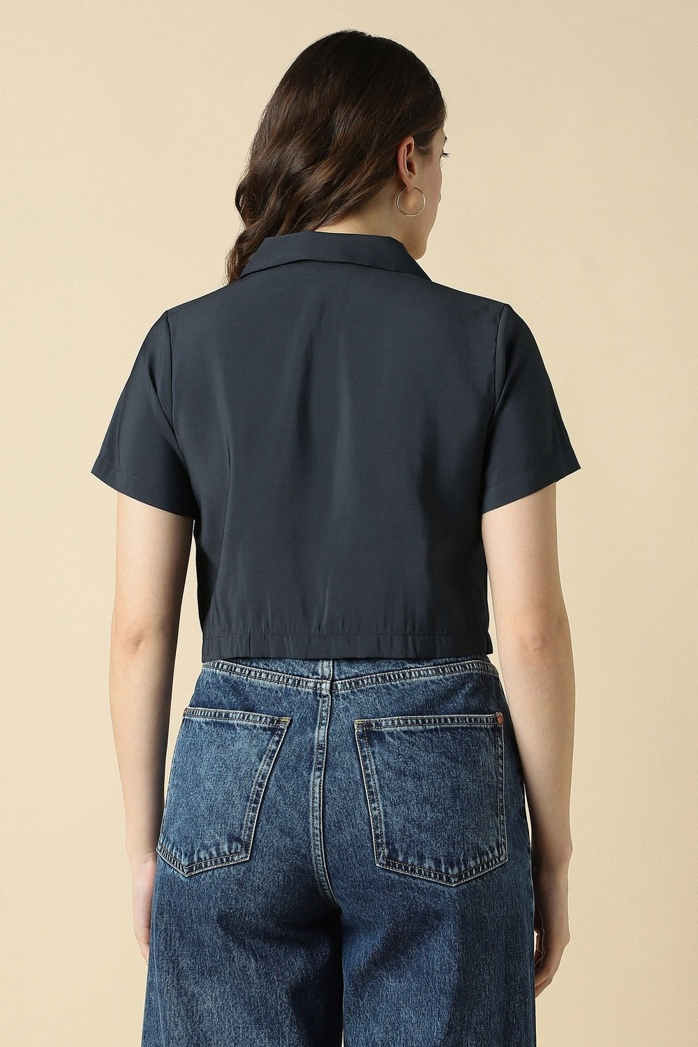 Allen Solly Navy Women Solid Regular Fit Top - Image 2