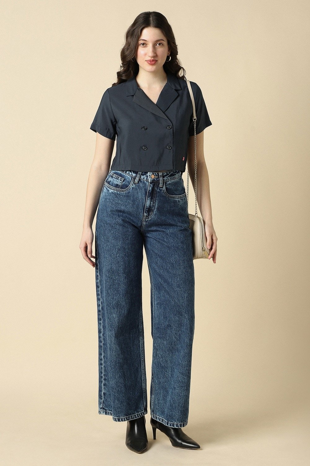 Allen Solly Navy Women Solid Regular Fit Top - Image 4