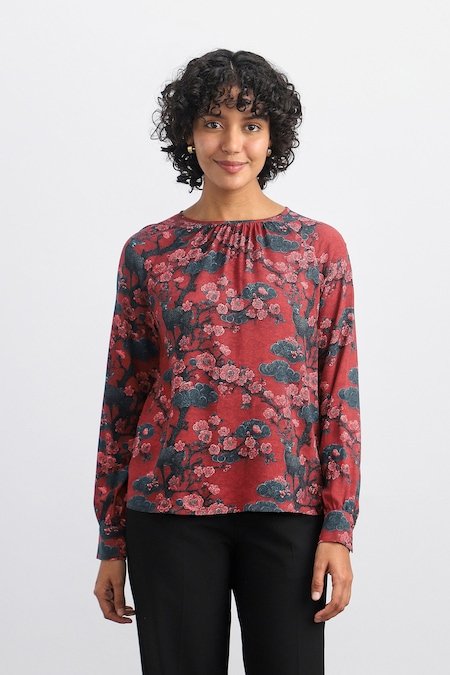 Allen Solly Maroon Women Printed Regular Fit Top