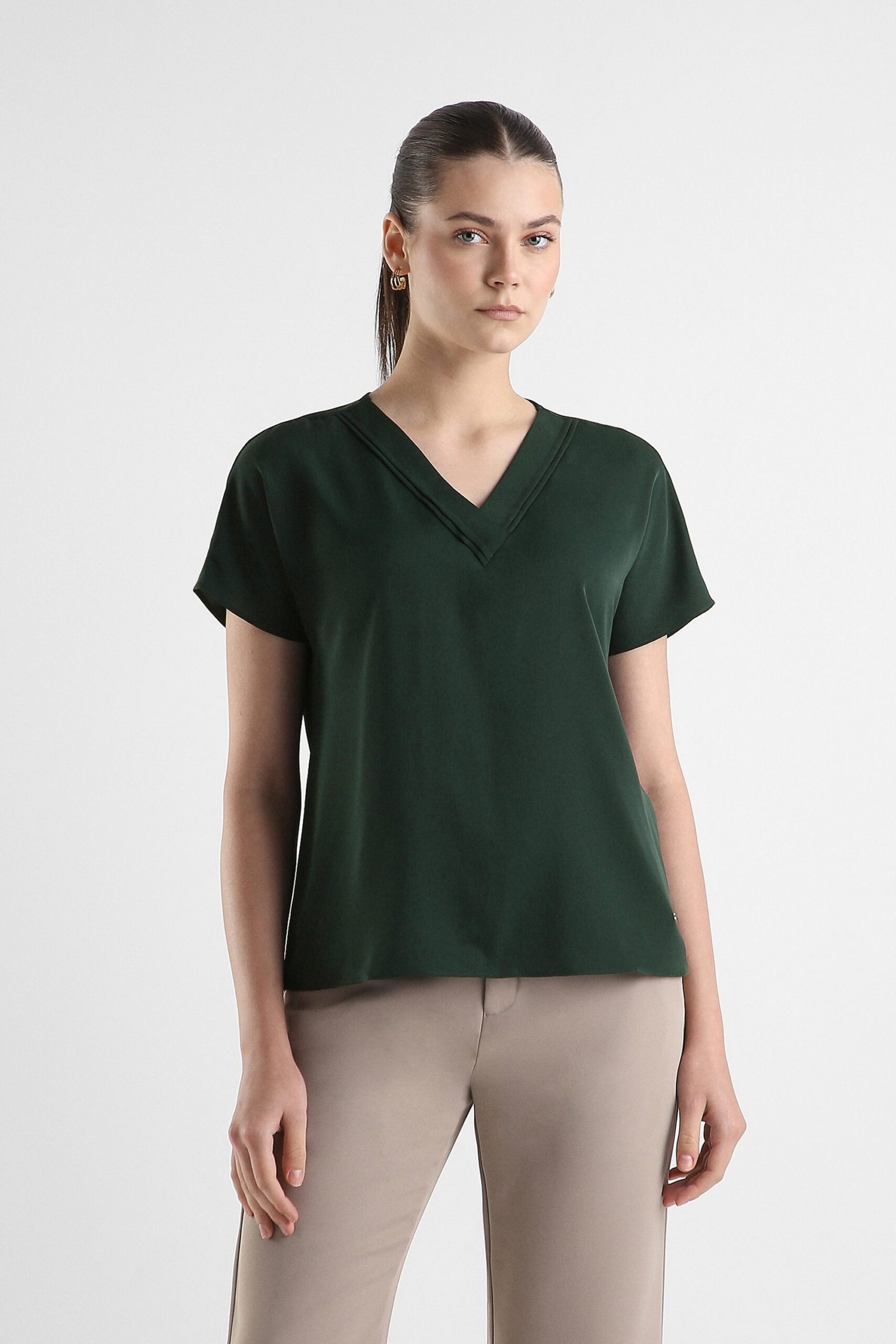 Van Heusen Dark Green Women Solid Regular Fit Top