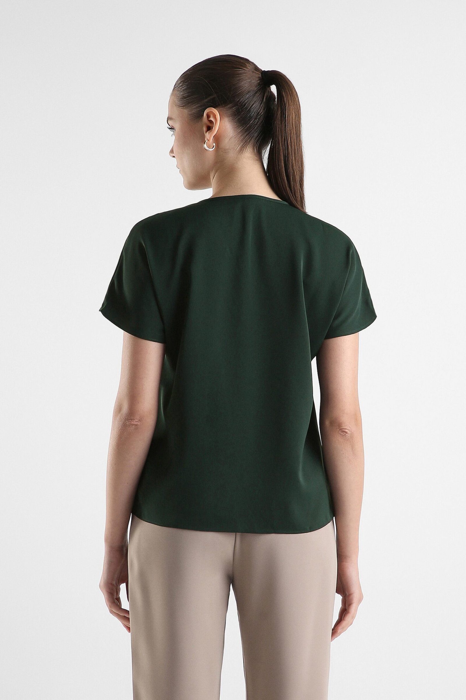 Van Heusen Dark Green Women Solid Regular Fit Top - Image 2