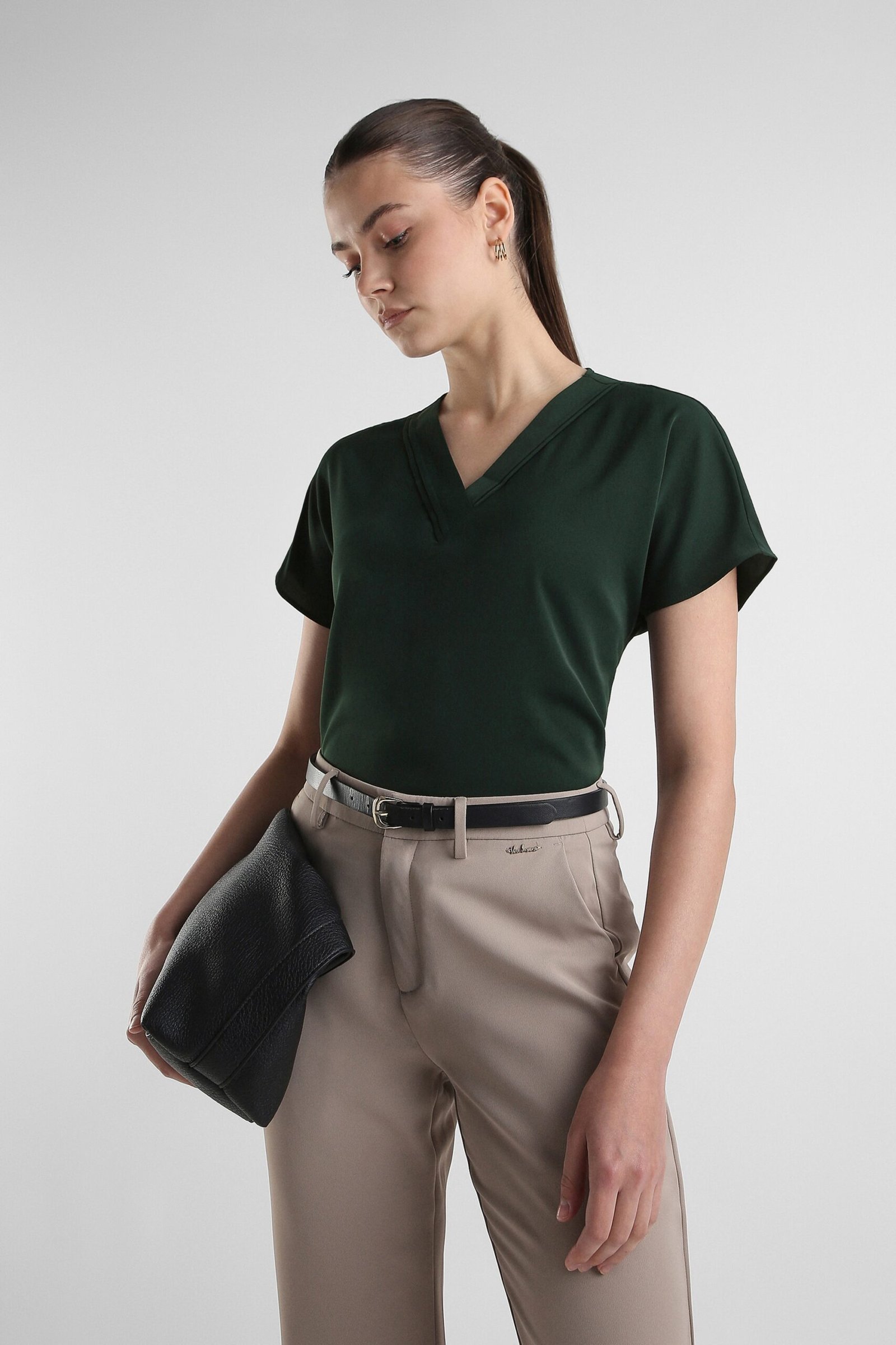 Van Heusen Dark Green Women Solid Regular Fit Top - Image 4