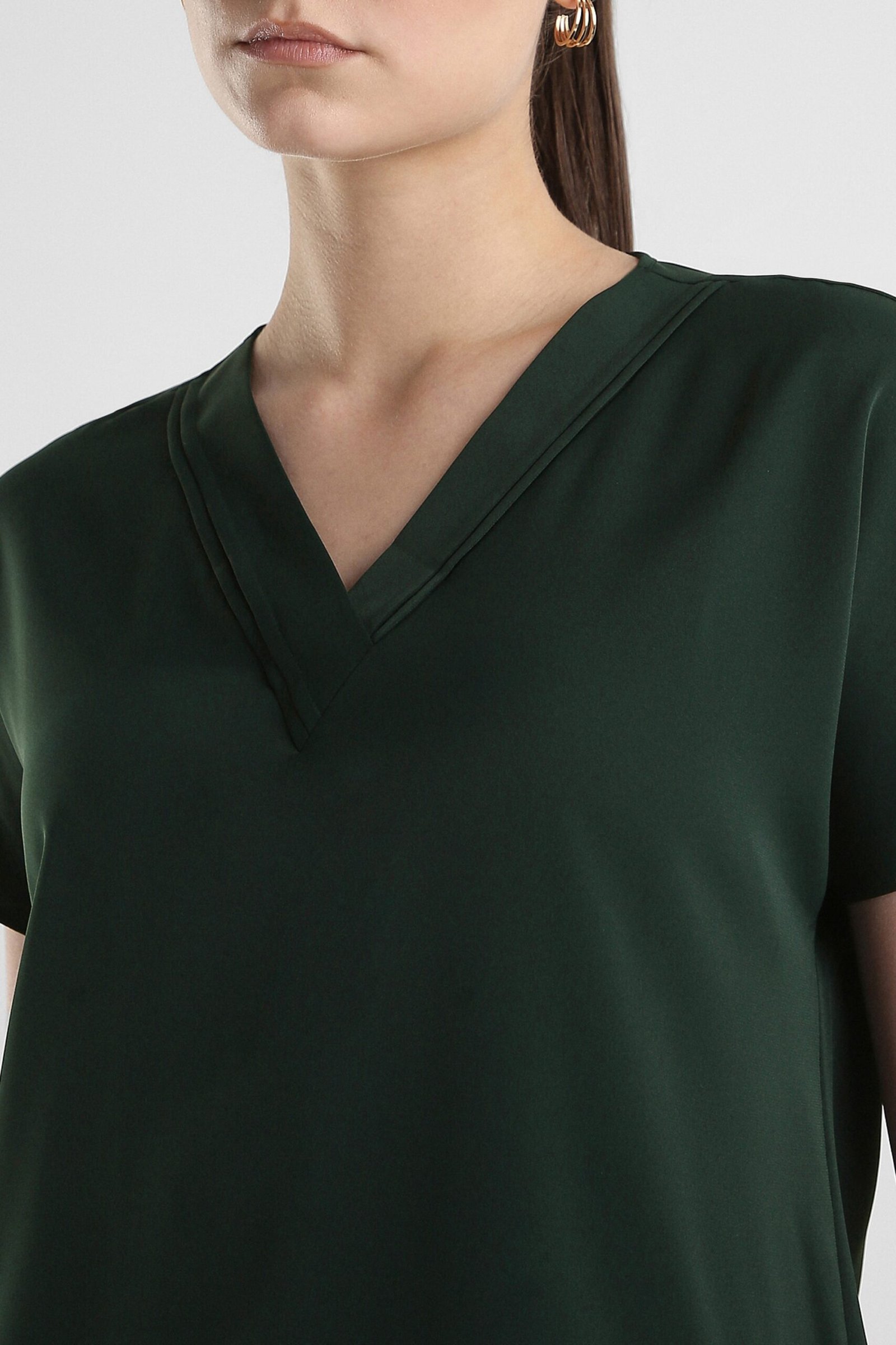 Van Heusen Dark Green Women Solid Regular Fit Top - Image 6